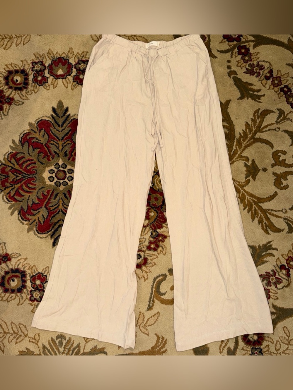tgla Light Blush Drawstring Wide-Leg Pants